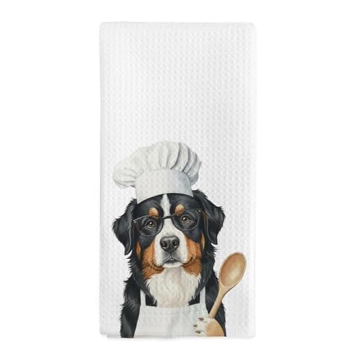 nvucamd Funny Bernese Mountain Dog Kitchen Towels, Funny Dogs Chef Hand Towels, Bernese Mountain Dog Gifts Dish Tea Towel for Kitchen Accessories Decor, 16x24 Inch