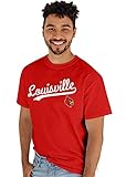 Blue 84 Men's Louisville Cardinals T-Shirt Cursive Team Color, Team Color, Large