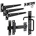 Price comparison product image XFORT Suffolk Gate Latch Pack Black Complete with Three T Hinges (300mm), One Brenton Bolt (6 inch) and One Discus Padlock (60mm), Gate Kit for Hanging Garden Door, Gate Fitting Kit