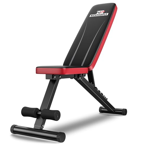 NICEPEOPLE Adjustable Weight Bench for Home Gym, 660LBS Capacity Workout Bench with 8 Backrests for Chest Shoulders Arms, Compact and Foldable Strength Bench for Small Space Apartment Room