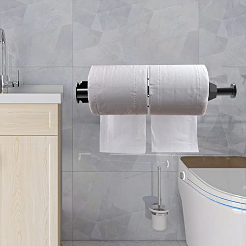 Paper Towel Holder Under Cabinet Black Wall Mounted Hanging Paper Towel Holders Under Counter Paper Rack With Ratcheting For Kitchen Bathroom Rv Mounted Vertically Or Horizontally Cupboard Holder #TOP6