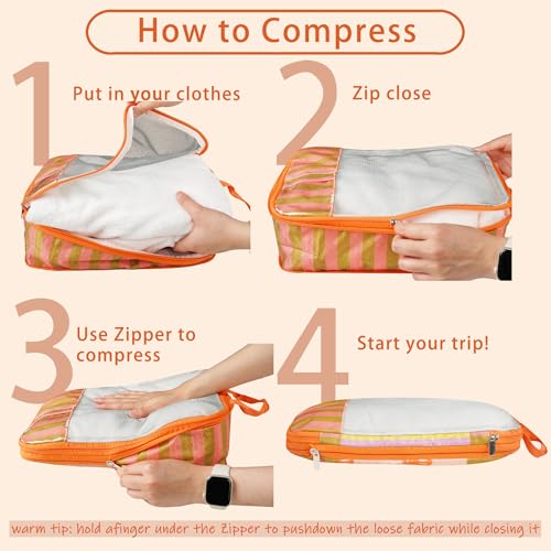 7 Pcs Compression Packing Cubes for Travel Luggage, Lightweight Suitcase Organizer Bags Set, Compression Packaging Cube for Travel Essentials, Packing Cubes for Carry on Suitcase2