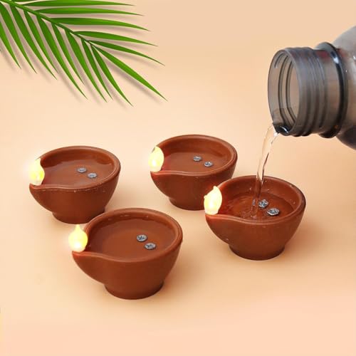 Image of K D 12 Pcs Water Sensor Diya Lights Yellow Colour- Electric Flameless & Smokeless LED Diyas | Eco-Friendly Warm Ambient Lights for Home Decor & Festivals, Diwali Purpose(Water Diya Pack of 12)
