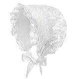  dPois Bonnet de Naissance Bébé Garcon Fille Mignon Bonnet Nouveau-Né Dentelle Chapeaux Infantile Princesse Brodée Floral Baptême 0-24 Mois Blanc 0-24 mois