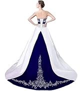 hoepoly Women's Embroidered Satin Wedding Dresses Vintage A Line Strapless Corset Back Bridal Gow...