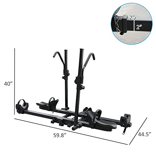 Platform Style Hitch Mount Bike Rack For Car Carries 2 Bikes Up To 4-Inch Fat Tire Carrier Rack 132 Lb Capacity Tray Style Smart Tilting Design For Suv, Truck, Rv And Minivans With 2" Hitch Receivers #TOP4