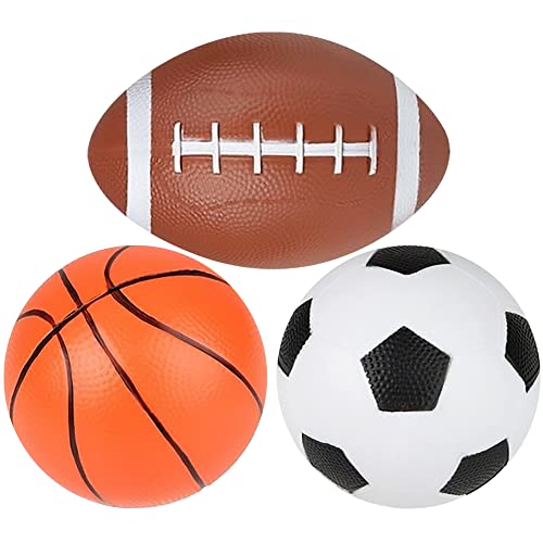 ArtCreativity Sports Ball Set with 3 Balls, Includes Kids’ Basketball, Football, and Soccer Ball, Durable PVC Sports Balls for Kids, Great as Sports Party Decorations, Playground Balls, and Gifts