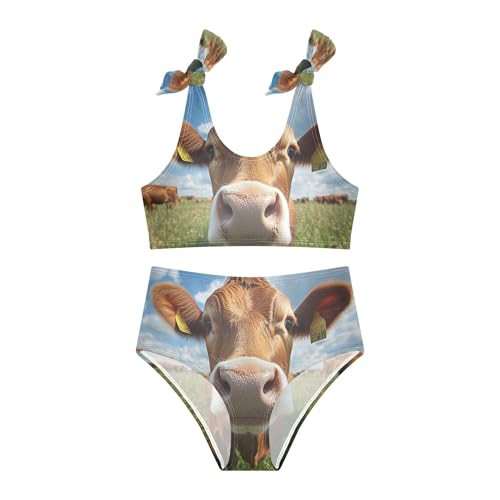 Cow Meadow Yellow Daisy Girls Bikini Sets 2 Piece Swimsuits Bathing Suit Swimwear3