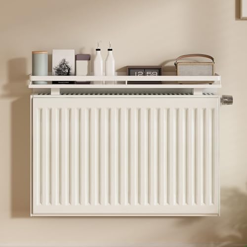 Moderno estante para radiador, soporte de fácil ajuste, sin necesidad de taladrar, elegante parte superior para radiadores de vapor, perfecto para baños pequeños y soluciones de ahorro de espacio