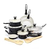 GreenPan Rio Healthy Ceramic Nonstick, Cookware Pots and Pans Set, 16 Piece, Black