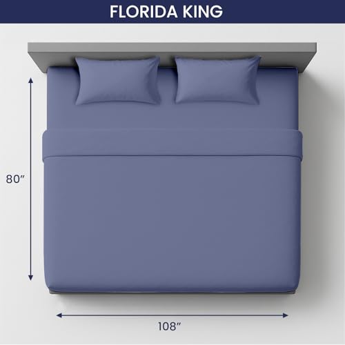 Image of SGI 108 inchx80 inch 4Pc Florida King Sheet Set 600 TC 15 inch Deep, Mediterranean Blue