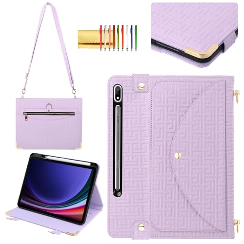 Funda cartera para Samsung Galaxy Tab S8+/S7+/S7 FE con portabocetos y ranuras