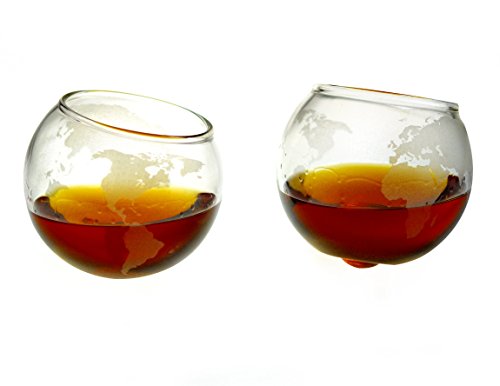 Prestige Decanters Etched Globe Whiskey Glasses -Rocks Glass For Rum, Tequila, Scotch, Glasses- Whiskey Gifts - 10Oz Cocktail Or Old Fashioned Glass (Set Of 2) - Unique Bar Decor & Bourbon Gifts From #TOP3