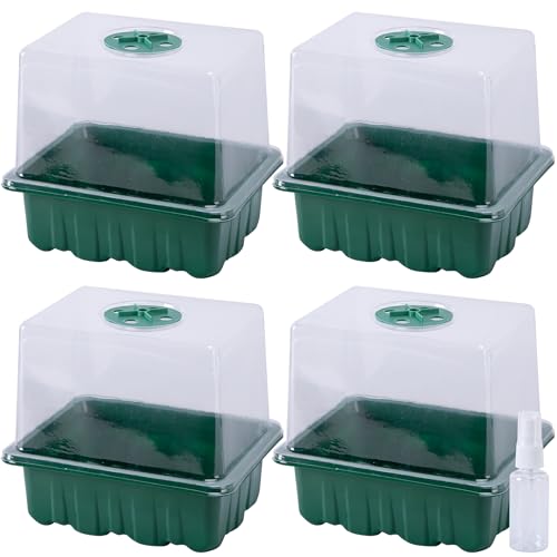 DECOHS 4 Pack Monotub Mushroom Grow Kit 6.5 x 5 x 6.5 Small Mushroom Fruiting Chamber Propagation Boxes Monotub Mushroom Growing Box Mini Greenhouse with Spray Bottle for Horticulture Supplies