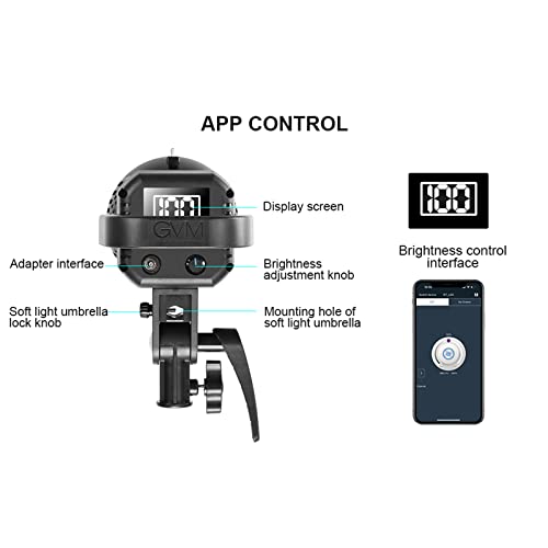 Image of GVM Great Video Maker 80W Portable LED Video Light White 5600K Daylight Balanced Video Light, CRI 97+ Continuous Lighting Bowens Mount for Video Recording, Children Photography, Outdoor Shooting