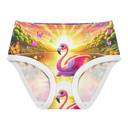 Cartoon Girls Underwear Toddlers 2t Cotton Cute Panties Girl Cartoon Flamingo Lake Sunset Kids Briefs Undies
