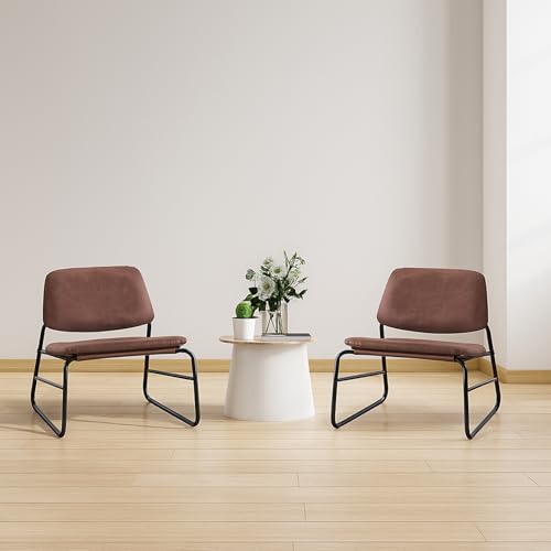 Sillón Armless Detallado Tufted Marrón miniatura 6