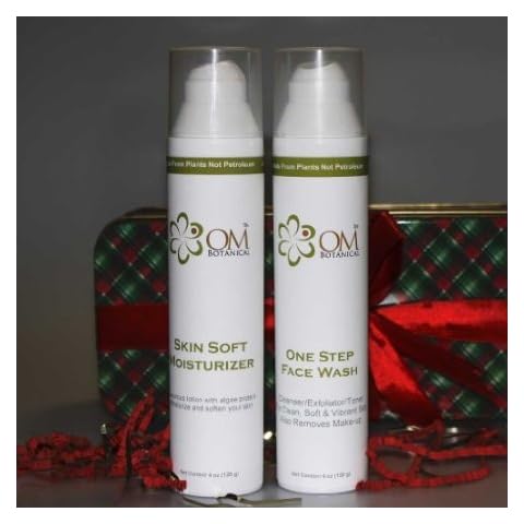Organic Skin Care Daily Essentials Kit - One Step Face Cleanser, Organic Moisturizer w SPF and Magnesium Infused Body Lotion in a Gift Box Cover