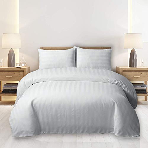 Housse de couette satin de coton fermeture éclair invisible lit blanc - 7