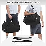 Vorspack Gym Bag for Men - 18 Inches Small Duffle Bag for Travel Lightweight Duffel Bag with Shoe Compartment Personal Item Travel Bag Weekender Bag for Travel Sports Gym - Black - Image 4