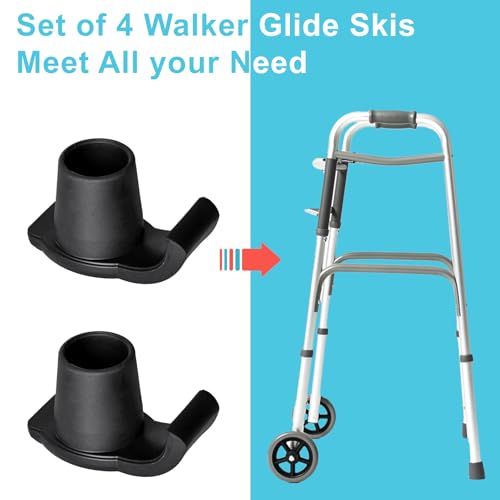 4 Pack Walker Skis Glides for Folding Walkers, Walker Glides for Seniors, Essentials Walker Accessories Mobility Aid Accessory for Seniors - Thumbnail 3
