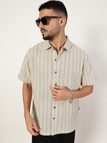 Image of Thomas Scott Men's | Abstract | Half Sleeve | Regular Fit | Cotton Poly Blend | Spread Collar | Casual Shirt