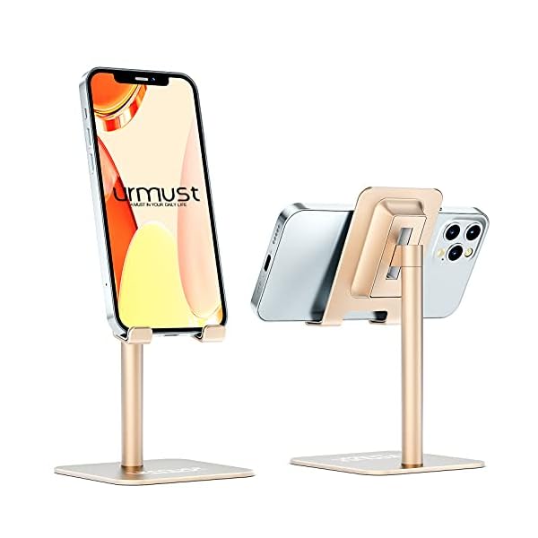 Cell-Phone-Stand-Angle-Adjustable-Phone-Stand-for-Desk-Phone-Holder-for-Office-Tablet-Stand-Compatible-for-iPhone-14-13-12-11-Pro-Max-X-Xr-8-Plus-7-6Light-Gold