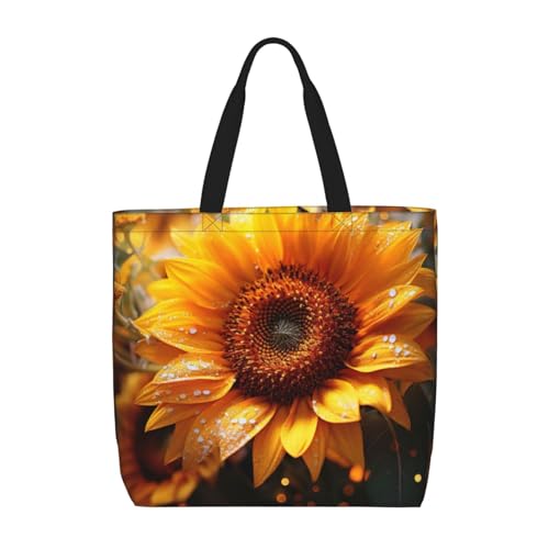 Sunflower beauty print Tote Bag for Women Reusable Shopping Bag Large Beach Bag Travel Vacation Work