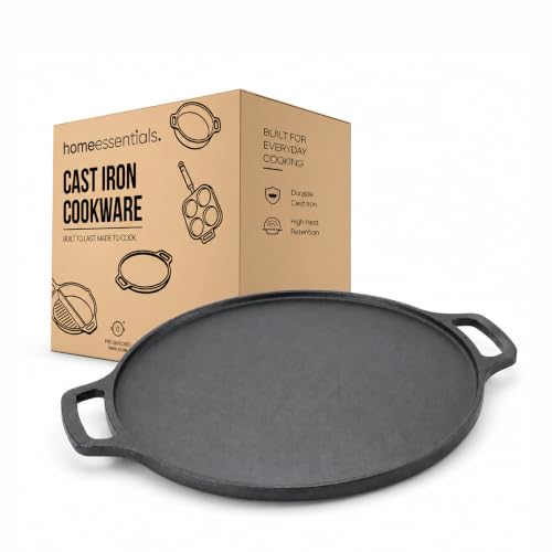 Image of HomeEssentials Non-Stick 30cm Cast Iron Dosa Tawa with Silicone Handle | Pre-Seasoned Iron Griddle for Dosa, Roti, Paratha, Uttapam & Pancakes | Naturally Non-Stick | Even Heat Distribution