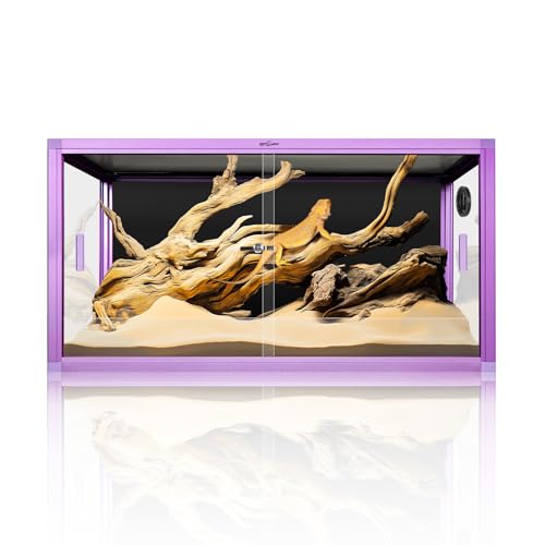 REPTI ZOO 50 Gallon Reptile Terrarium, 36" x 18" x 18" Light Weight Reptile Enclosure, Colored Reptiles Tank with Tempered Glass Door, Large Habitat for Bearded Dragon, Snake, Lizard, Gecko-Purple