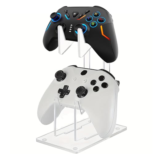 Controller Halter,Universal Kopfhörer Ständer Spiel，Abnehmbarer Controller ständer Game Controller Halterung aus Acryl, Headset Halterung 2 Ebenen für Schreibtisch