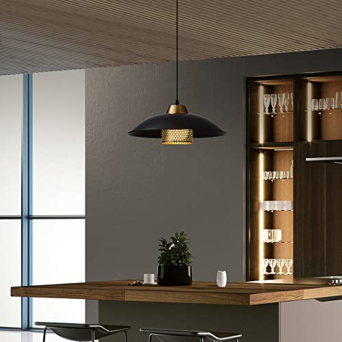 Suspension luminaire noir mat 38cm pour eclairage de cuisine