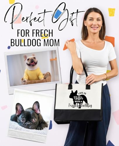 Image of InnoBeta French Bulldog Gifts for Women, French Bulldog Lover Mom Canvas Tote Bag Stuff