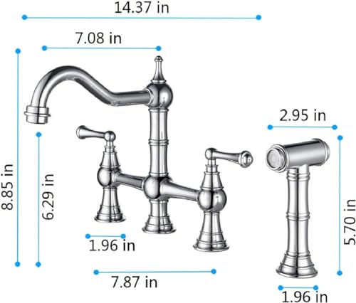 Robinet d'évier de cuisine avec douchette latérale pont chic rotatif - 7