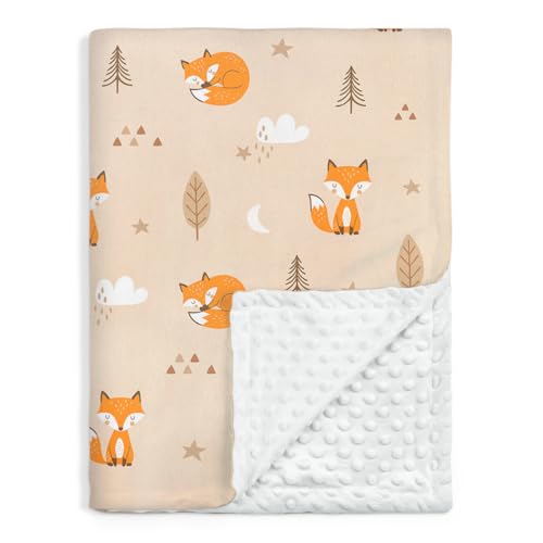 Image of SANDJEST Fox Minky Blanket 30 x 40 Inches, Gift for Christmas Birthday