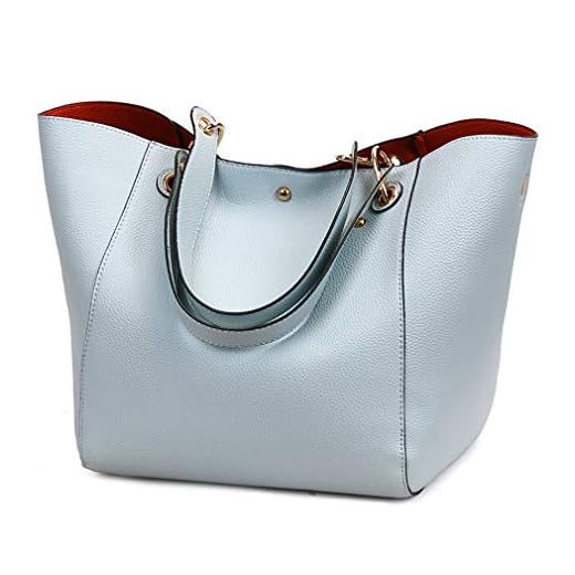 Pahajim bolsos de totalizador de las mujeres de los bolsos de la prenda impermeable del cuero de la PU de la moda (Azul Claro)