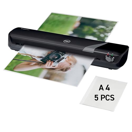 GBC Inspire+ Plastificatrice A3 con Tempo di Riscaldamento di 4 Minuti e Leva di Rilascio Anti-Inceppamento, Include una Confezione da 5 Pouch - Nero (4402076EU)