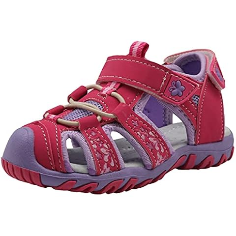 Apakowa Baby Little Girls Summer Closed Toe Athletic & Outdoor Hiking Beach Sandals Kids Touch Fastening Sports Trail Sandals (Color : Peach, Size : 4.5 UK Child) Cover