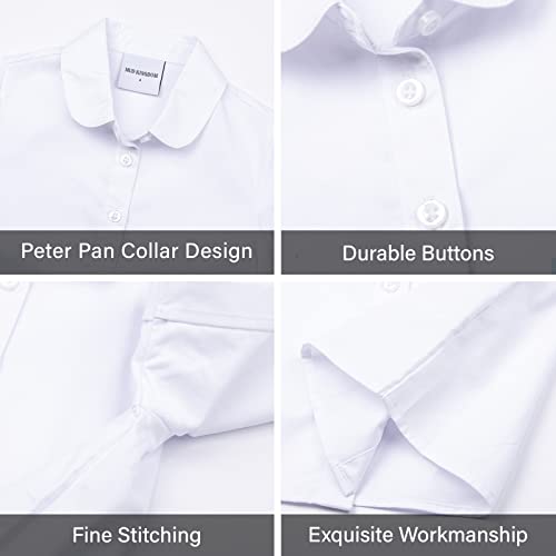 Mud Kingdom Little Girls White Shirts School Uniform Short Sleeve Blouse Poplin Button Down Size 8 #TOP2