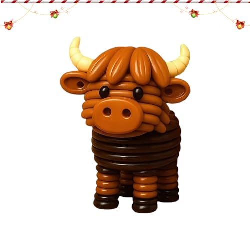 Kits de Navideños de Botones - Juego De Manualidades De Vacas Highland Hecho A Mano Con Botones - Accesorios Ambiente Festivo Para Jardín Terraza Porche Interior Exterior Fiestas Navidad Decoración Pa