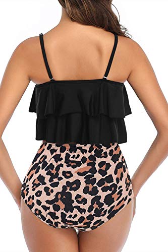 Womens Tankini Swimsuits Ruffled Tank Top Tummy Control Floral Modest Swimwear High Waisted Bikini2
