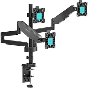 ONKRON Monitorhouder voor pc, 3 schermen, 13-32 inch, houder voor drievoudig scherm, gewicht van 8 kg, arm, pc-monitor, 3 schermen, VESA 75 x 75 & VESA 100 x 100, scharnierarm voor volledig beweegbaar