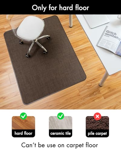 Image of BARoyal Office Chair Mat for Hardwood Floor Under Desk Computer Rolling Chair Mat for Wood /Tile Floor Non-Slip Heavy Duty Desk Rug PVC Plastic Hard Floor Protector 45 inch x 53 inch(Coffee)