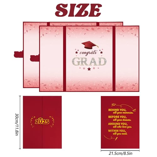 Image of Vlipoeasn 2PCS Graduation Guest Book Alternative, Red Gold Class of 2026 Graduation Party Decorations, Graduation Signature Book for 2026 College High School, Unique Graduation Gifts for Friends