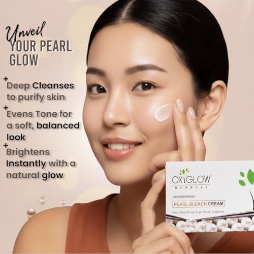 Image of OxyGlow Herbals Pearl Bleach Cream 250g | Innovative Formula | Deeply Cleansing | Brightens & Whitens | For All Skin Types | Bleach Cream for Women