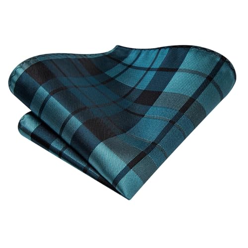 Image of Hi-Tie 70 inches Ties for Men Silk Extra Long Necktie and Pocket Square Cufflinks Set Men Big and Tall Tie Business