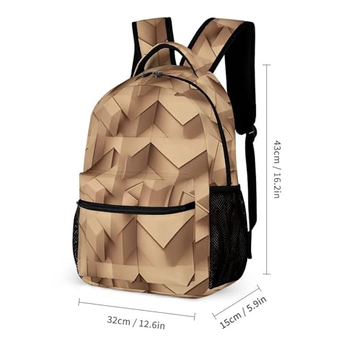 3D Cuboid Pattern Backpack for Travel, Ultra Durable Small Bookbag Lightweight Daypack for Women Men2