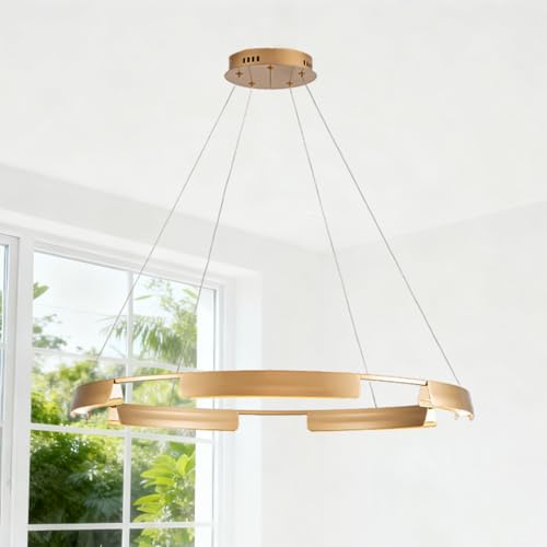 Modern LED Gold Chandelier 31.5' Ring Pendant Ceiling Light Fixture for Dining Room, Living...