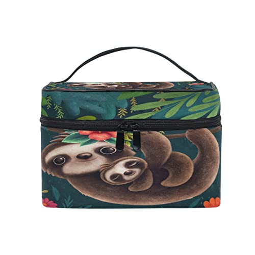 Bolsa de maquillaje, bonito perezoso del bosque, almacenamiento de artículos de aseo personal, gran asa de viaje, compartimentos personalizados para adolescentes, niñas, mujeres, damas, regalo de