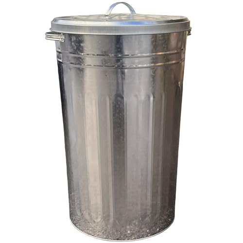 EasyShopping NEW Small Medium Large 15L 30L 40L 45L 60L 90L 110L Litre Metal Galvanised Home Garden Bin Leaves Paper Wood Rubbish Dustbin Made In U. K. (110 Litre)